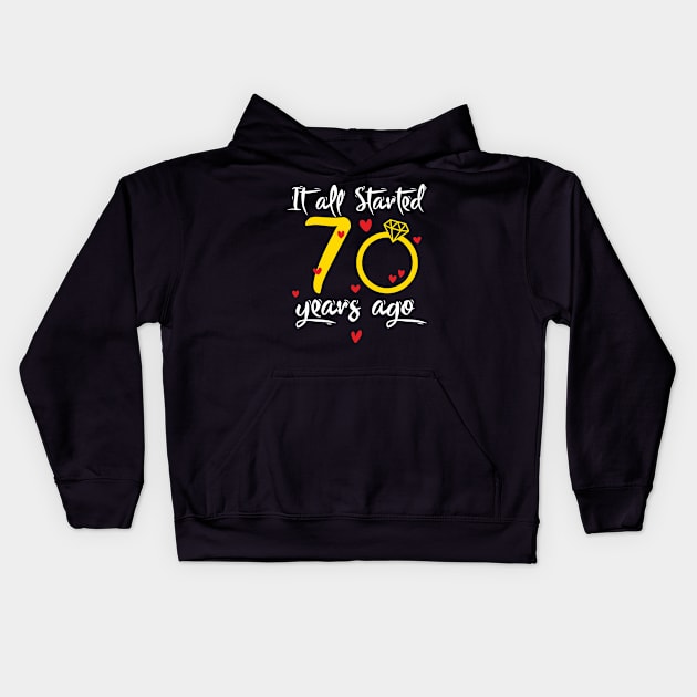 Wedding Anniversary 70 Years Together Golden Family Marriage Gift For Husband And Wife Kids Hoodie by tearbytea